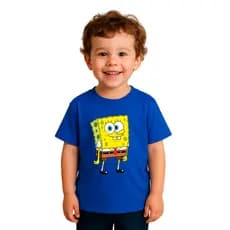 Camiseta Infantil BobEsponja Blusa de Algodão Premium Pras Crianças 2 ao 16