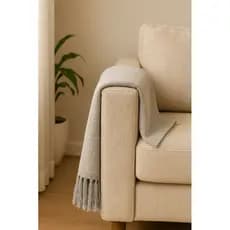 Manta De Sofá Cinza claro Xale Chale Poltrona Decorativa Sofa