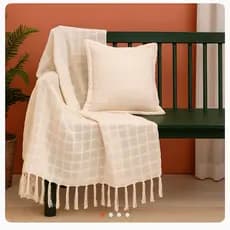 Manta De Sofá Tipo Capa Sofá Em Algodão Xale Promoção manta para sofa cru bege