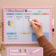 Planner Semanal Magnético + Quadro Branco | Lousa Apagável | Planejador Mensal