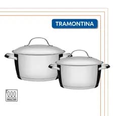 Jogo Panelas Tramontina 16 e 20cm Indução Allegra 2 Peças Aço Inox Fundo Triplo
