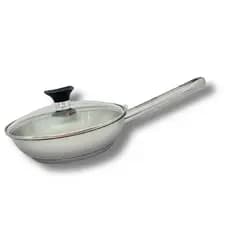 Frigideira Allegra Em Aço Inox Com Tampa De Vidro