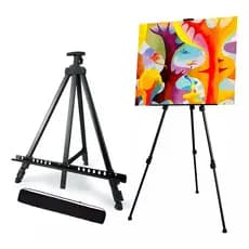 Cavalete Portátil Dobrável para Artistas com Bolsa - Tripé Ajustável 52-160cm | 1kg Preto com Resistente 3kg