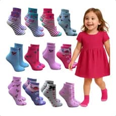 Kit 12 Pares Meias Infantil feminino
