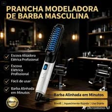 Prancha Modeladora De Barba Masculina Elétrica Escova Alisadora Profissional Bivolt Prancha Térmica Para Barba