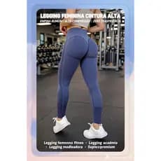 Legging Feminina Cintura Alta Empina Bumbum Suplex Alta Compressão Zero Transparência Academia Fitness