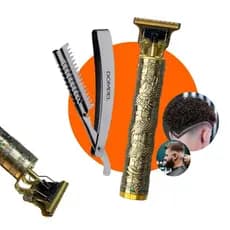 Kit Barbeiro Aparador Máquina de Cortar Cabelo e Barba + Navalha Profissional