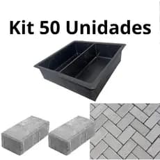 Forma Dupla Tijolinho Bloquete Paver de Cimento 20x10x6 (Kit com 50 Unidades)