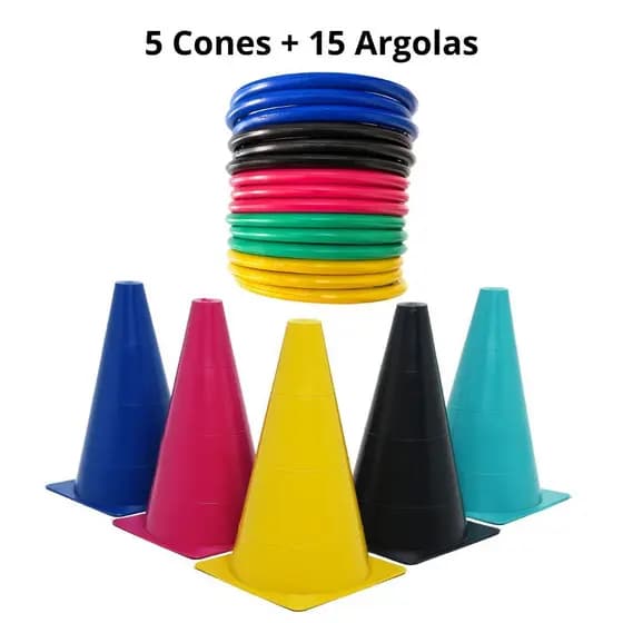 Cones + Argolas Coloridas Coordenação Motora Agilidade Treino Infantil Funcional Sensorial