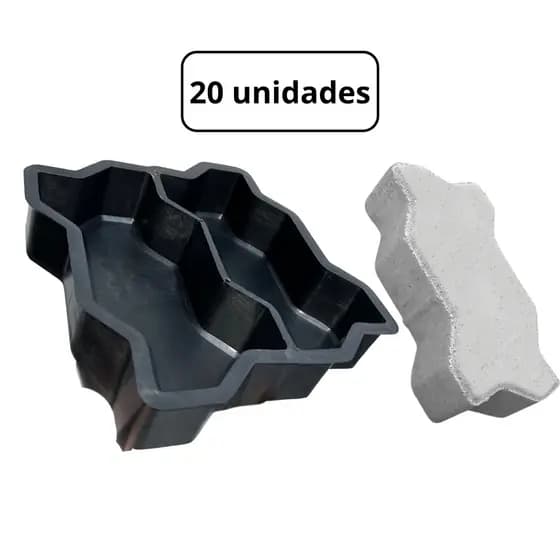 20 Unidades Forma Paver Intertravada Dupla 24x10x6cm para Calçamento e Construção