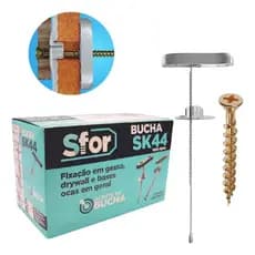 Kit Bucha Nylon Sk44 P/ Gesso Drywall Bloco Com Parafuso Philips 100pcs Sfor