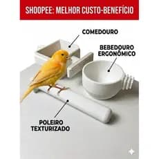 Kit Para Gaiola: Comedouro + Bebedouro Ergonômico + Poleiro Texturizado