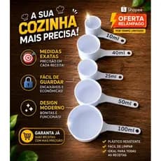 Kit Colheres Medidoras De Cozinha Xícaras Dosadoras 5 Peças Confeitaria E Fitness