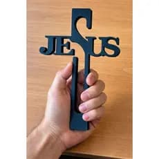 Decoração Religiosa Moderna: Cruz com Nome Jesus para parede ou Estante