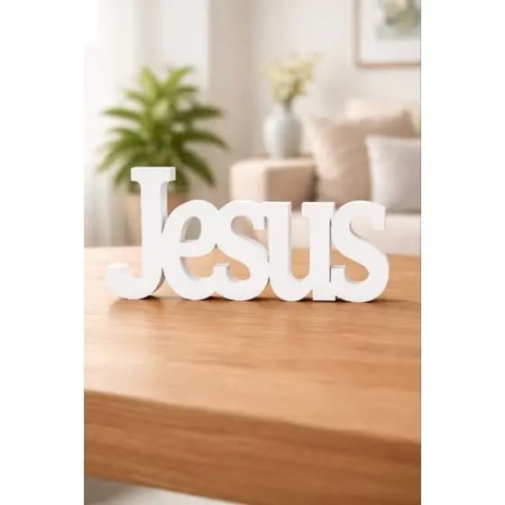 ✨ Decoração Cristã “Jesus” Letreiro Minimalista – Elegância e Fé para o Seu Lar