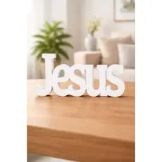 ✨ Decoração Cristã “Jesus” Letreiro Minimalista – Elegância e Fé para o Seu Lar