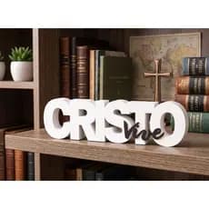 Letreiro Decorativo "CRISTO vive"- Branco e Preto