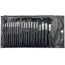 Kit 20 Pincéis Para Maquiagem Macrilan Preto Kp20 Com Estojo Completo