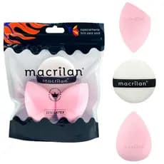 Trio De Esponjas Macrilan Kit Profissional P/ Pó Base E Corretivo EP20