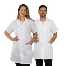 Jaleco Oxford Unissex Manga Curta Gola 3 Bolso Uniforme