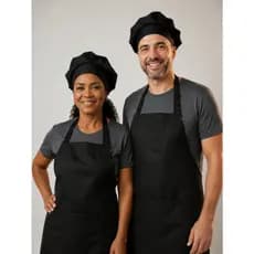Kit Avental Garçom + Touca Chef Cozinha Chapéu Mestre Padeiro Amarra Atrás