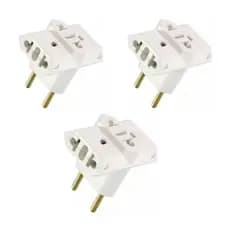 Kit 3 Unidades Adaptador Tomada Benjamin T 3 Saídas 2p+t 10A 250v Ótima Qualidade Pino Universal