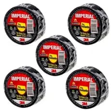 Kit 5 Unidades Fita Isolante de 5 Metros da Imperial 3M 18mm Ótima Qualidade Resistente a até 750V