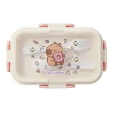 Kit Marmita Infantil + Colher garfo  Vasilha capivara Mnino Menina Repartição Escola Envio Imediato