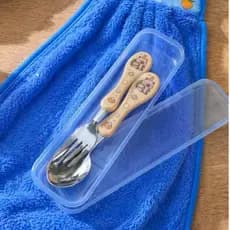 Kit 3 Unidades Jogo Talher Estojo Garfo Colher Inox Cabo Bichinhos Kit Talheres Aço InoX Capivara