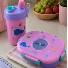 Kit Marmita Lancheira Infantil Escolar com Divisórias Pote + Colher Garrafinha Garrafa Menino Menina