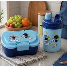 Kit Marmita Infantil Garrafinha Colher Pote Para Comida Lanche Escolar Passeio Alimentação Infantil