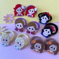 Xuxinha de cabelo infantil Laço de cabelo infantil Princesas Disney Par de elástico