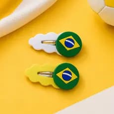 Par Tic Tac de cabelo Brasil Par de Presinha infantil Tic Tac Infantil  Presilha Cabelo Copa do mundo Enfeite Brasil