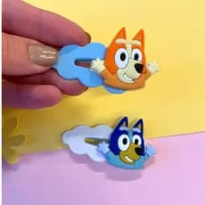 Par Tic Tac cabelo Bluey e Bingo Par de Presinha infantil Tic Tac Infantil Presilha Cabelo Par de xuxinha Bluey
