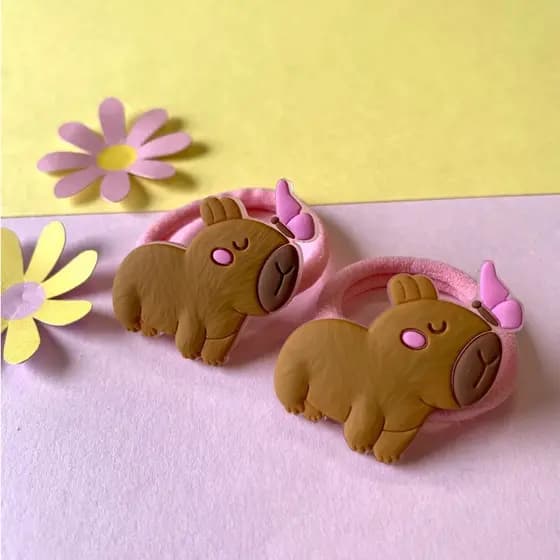 Xuxinha Capivara Parzinho xuxinha cabelo Par elástico de cabelo Acessório cabelo Rabicó infantil