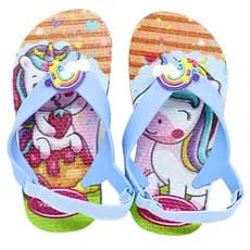 Chinelo Infantil Feminino Unicórnio Com Elástico Delicado Moderno Antiderrapante E Confortável