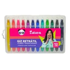 Giz de Cera Retrátil Luluca 12 Cores Jumbo Oficial