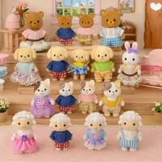 Coleção Casinha Feliz Família Coelho Ovelha Urso Cachorro 4 Bonecos Aveludados Articulados Zoop Toys