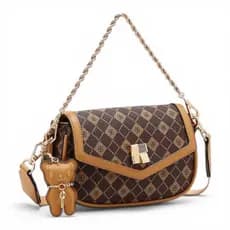 Bolsa Feminina Chenson Monograma Transversal Corrente Chaveiro Ursinho Elegante Estruturada Oficial