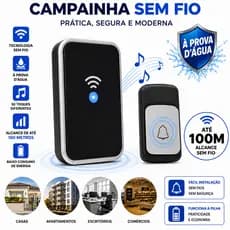 Campainha Domestica Sem Fio a Prova D água Campainha Residencial Comercial Sem Fio  a Pilha