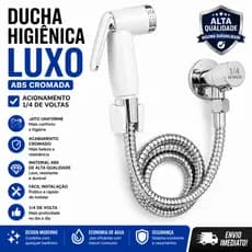 Ducha Higiênica De Luxo Resistente Registro De Agua Lavadora Banheiro Prata Premium