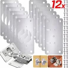 12 Placa De Reparo De Dobradiça Para Armário Porta Cozinha