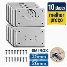 10 Placas De Reparo De Dobradiça Armário MDF Porta Cozinha Aço Inox