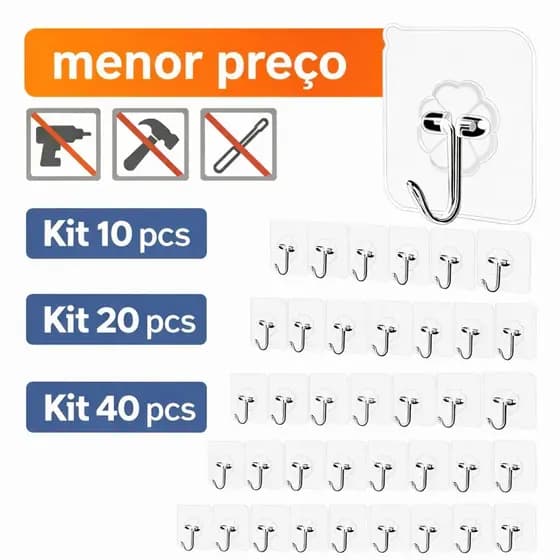 Ganchos Adesivos Parede Multi Funcional Autocolante Casa Cozinha Quarto Banheiro Organizado