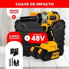 Chave de Impacto Pneumática 1/2" 48V Profissional Com 2 Baterias Recarregável Portátil Parafusadeira