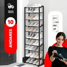 Sapateira 10 Andares 30 Pares | Leve, Compacta e Resistente | Fácil Montagem | Envio Imediato