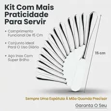Kit Com 12 Espátulas de Aço Inox Para Manteiga Geleia E Patê Em Aço Inox Antiferrugem Com Brilho Premium 15 Cm Profissio
