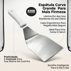 KIT 2 Unidades Espátula Curva Profissional Grande 10x26 Aço Inox Ultra Resistente p/ Chapeiro Hamburgueria Lanchonete