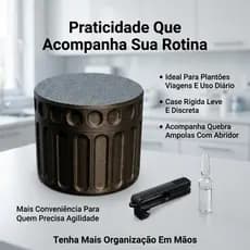 Organizador De Ampolas, Estojo Porta 4 Unidades, Case Rígida Para Vacinas E Injeções, Com Brinde Abridor