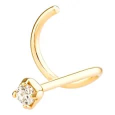 Piercing De Nariz Com Zircônia Banhado Em Ouro 18K, Cor Ouro Amarelo, Hipoalergênico, Leve E Delicado
